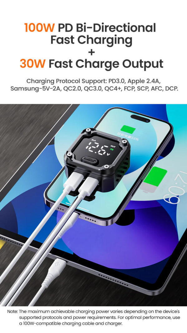 LOBOO Ładowarka dwukierunkowa (ładowanie, monitorowanie, regeneracja akumulatorów), wodoodporna, aluminiowy korpus