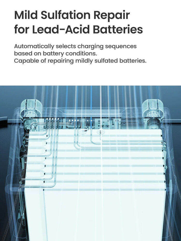 LOBOO Ładowarka dwukierunkowa (ładowanie, monitorowanie, regeneracja akumulatorów), wodoodporna, aluminiowy korpus