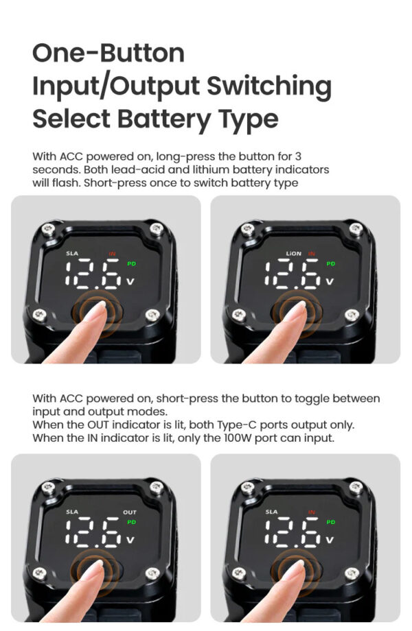 LOBOO Ładowarka dwukierunkowa (ładowanie, monitorowanie, regeneracja akumulatorów), wodoodporna, aluminiowy korpus