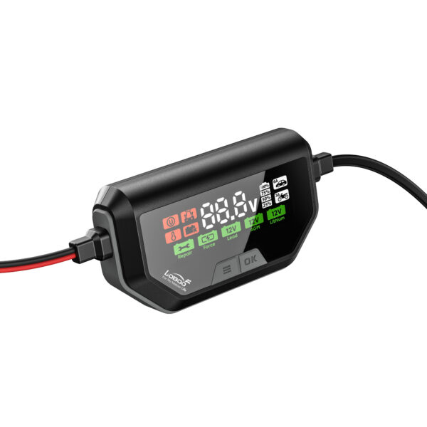 LOBOO Ładowarka motocyklowa z funkcją konserwacji 6A, do akumulatorów kwasowych, żelowych, litowych