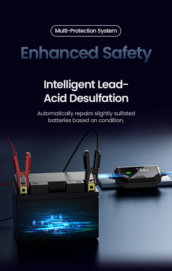 LOBOO Ładowarka motocyklowa z funkcją konserwacji 6A, do akumulatorów kwasowych, żelowych, litowych