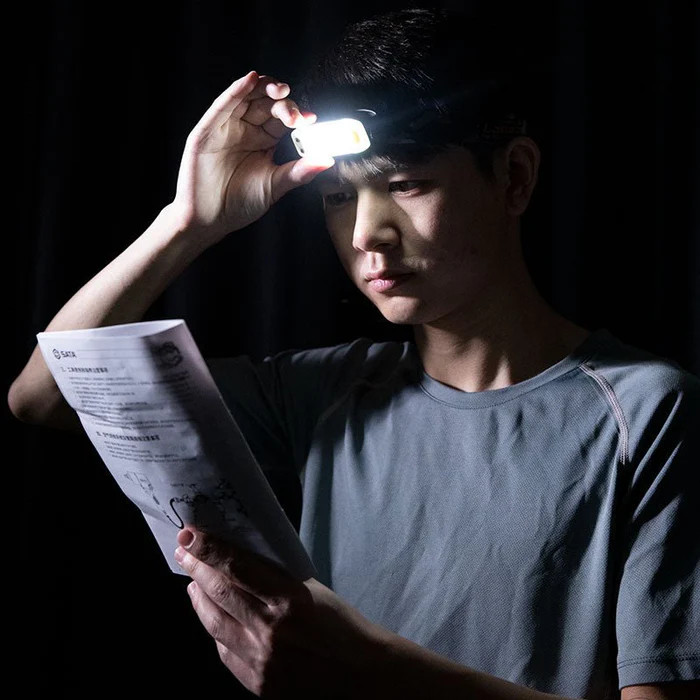 LOBOO Lampka sportowa z paskiem na głowę, wodoodporna IP66, czujnik ruchu