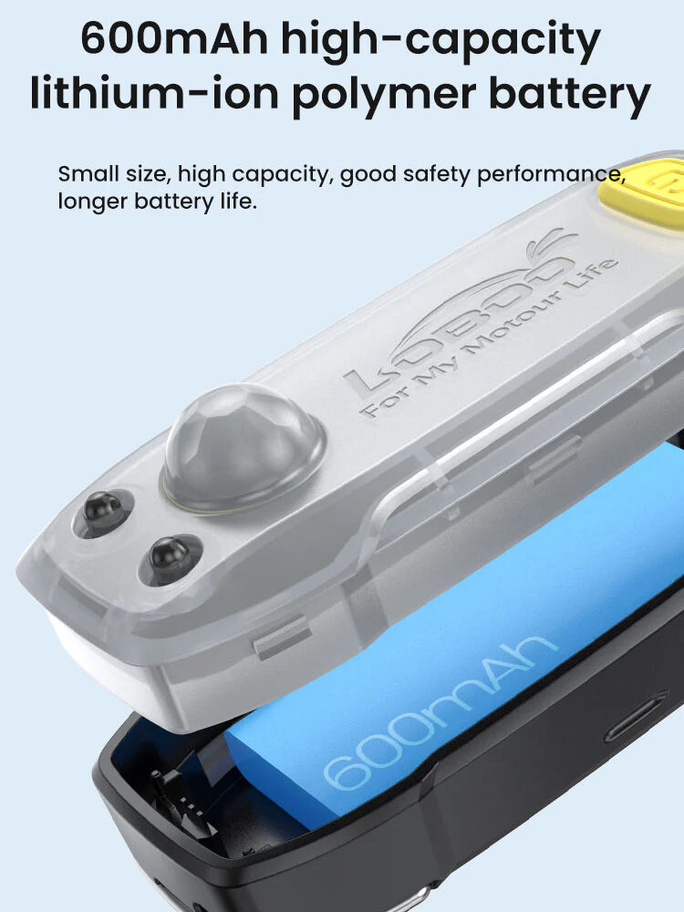 LOBOO Lampka sportowa z uchwytem na bagaż PIKE, wodoodporna IP66, czujnik ruchu