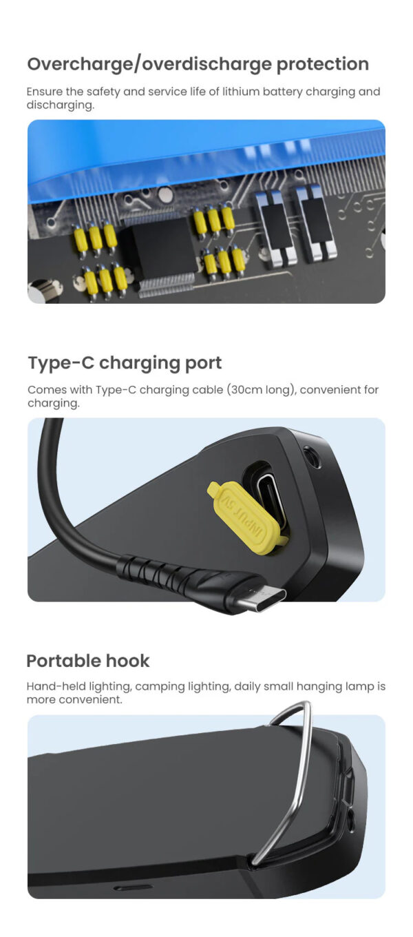 LOBOO Lampka sportowa z uchwytem na bagaż TIBET, wodoodporna IP66, czujnik ruchu