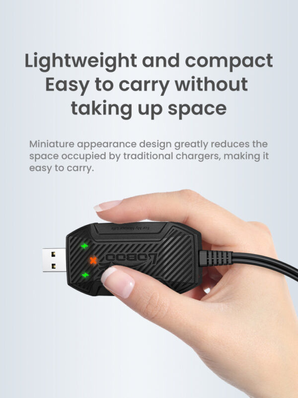 LOBOO Inteligenta Mini ładowarka do akumulatorów 12V (kwasowe, żelowe, litowe), USB