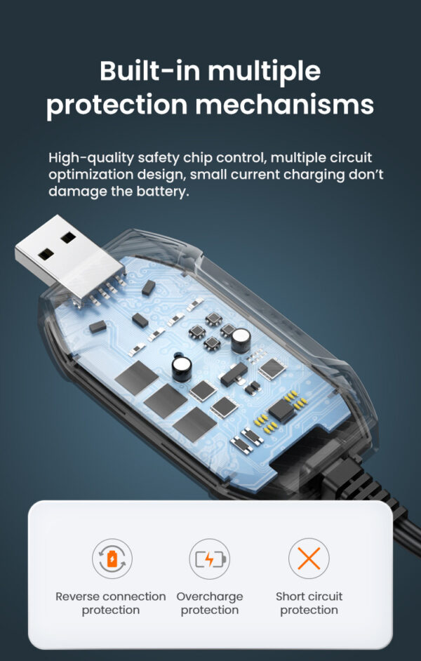 LOBOO Inteligenta Mini ładowarka do akumulatorów 12V (kwasowe, żelowe, litowe), USB