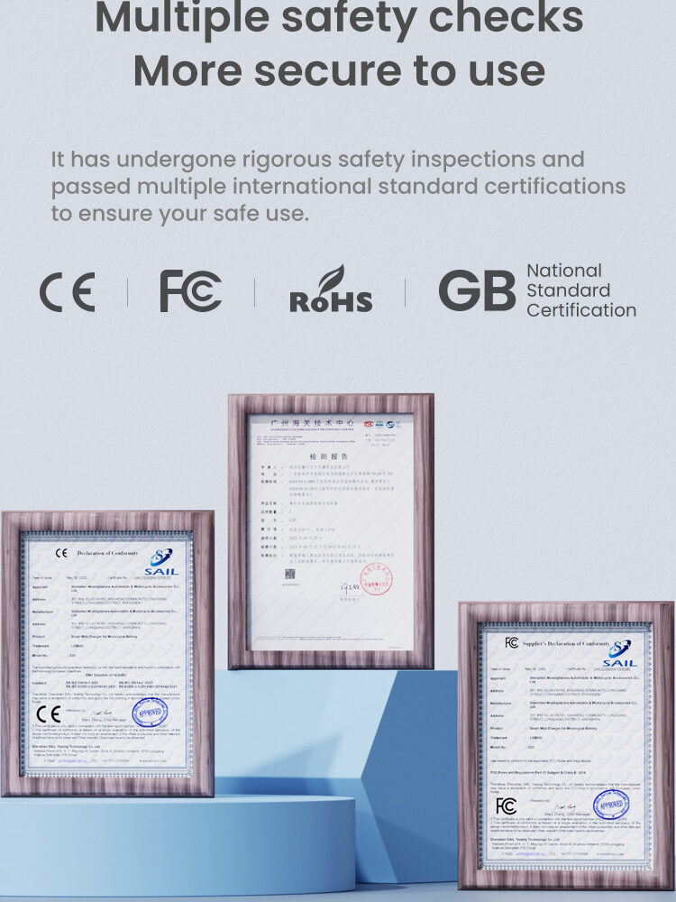 LOBOO Inteligenta Mini ładowarka do akumulatorów 12V (kwasowe, żelowe, litowe), USB