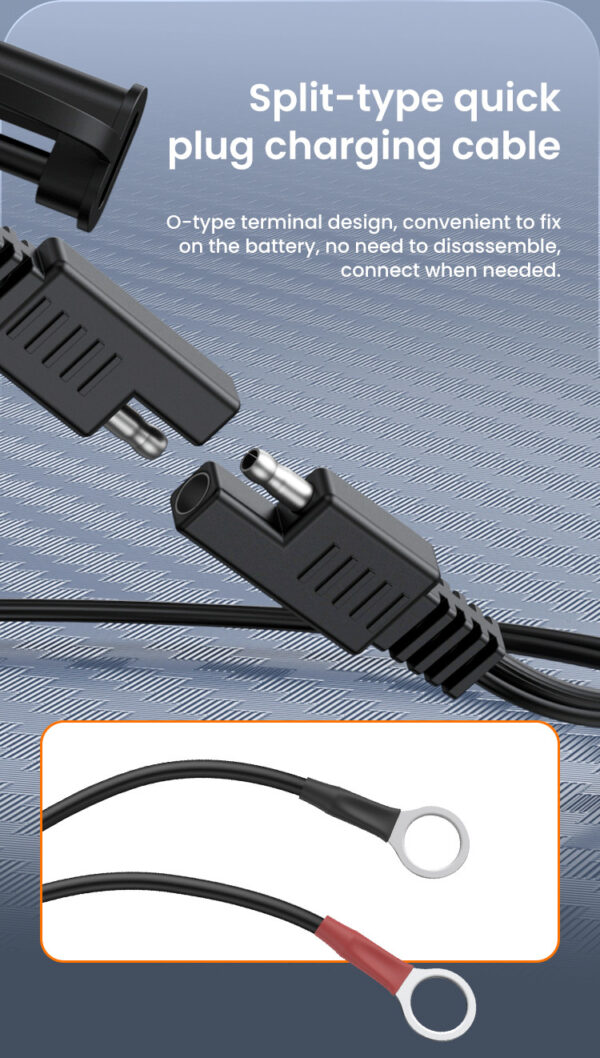 LOBOO Inteligenta Mini ładowarka do akumulatorów 12V (kwasowe, żelowe, litowe), USB