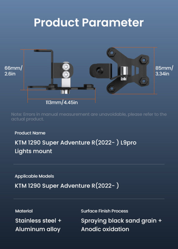 LOBOO Mocowanie świateł do KTM 1290 Super Adventure R (2022-), stal nierdzewna