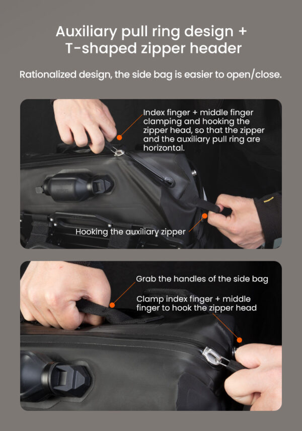 LOBOO Pompowane miękkie torby boczne na gmole, wodoodporne z aluminiowymi płytami montażowymi, seria ALPINE, 1 zestaw - 2 szt 23