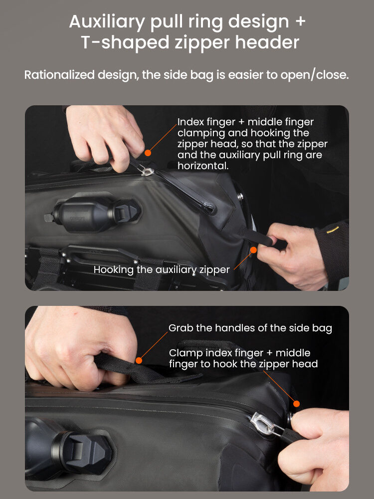 LOBOO Pompowane miękkie torby boczne na gmole, wodoodporne z aluminiowymi płytami montażowymi, seria ALPINE, 1 zestaw - 2 szt 23