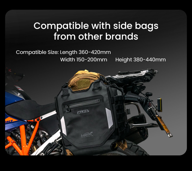 LOBOO Pompowane miękkie torby boczne na gmole, wodoodporne z aluminiowymi płytami montażowymi, seria ALPINE, 1 zestaw - 2 szt 23