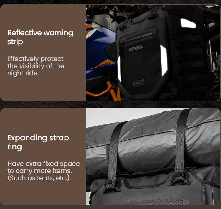 LOBOO Pompowane miękkie torby boczne na gmole, wodoodporne z aluminiowymi płytami montażowymi, seria ALPINE, 1 zestaw - 2 szt 23