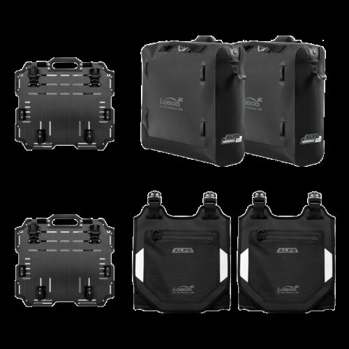 LOBOO Pompowane miękkie torby boczne na gmole, wodoodporne z aluminiowymi płytami montażowymi, seria ALPINE, 1 zestaw - 2 szt 23