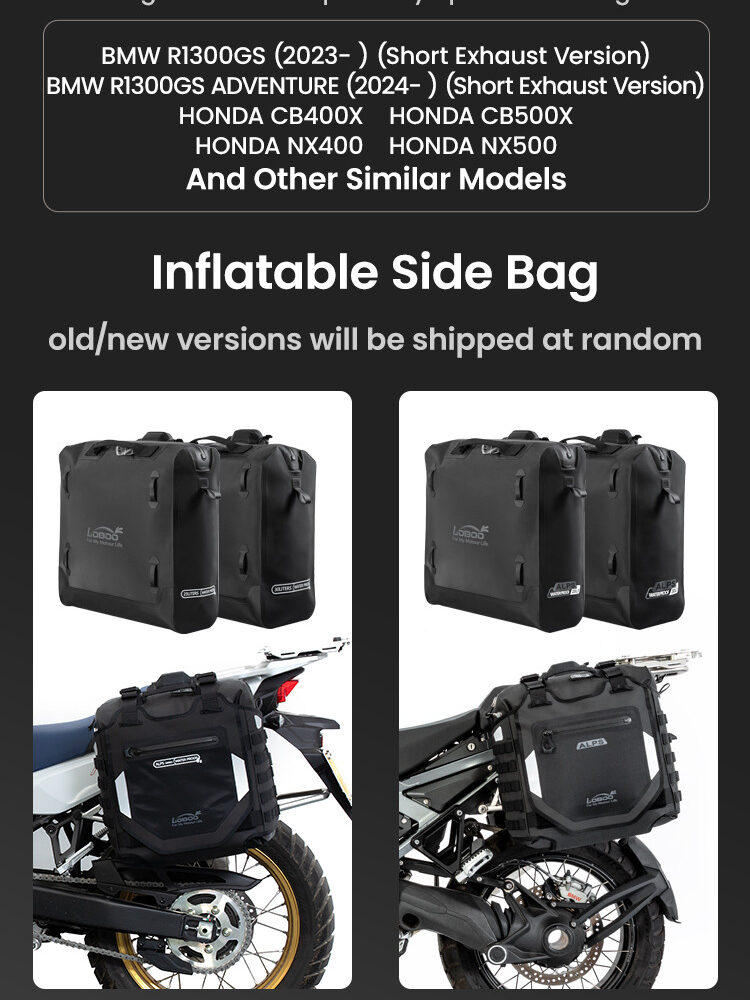 LOBOO Pompowane miękkie torby boczne na gmole, wodoodporne z aluminiowymi płytami montażowymi, seria ALPINE, 1 zestaw - 2 szt 23