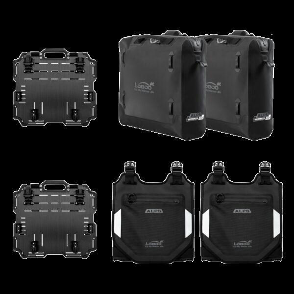 LOBOO Pompowane miękkie torby boczne na gmole, wodoodporne z aluminiowymi płytami montażowymi, seria ALPINE, 1 zestaw - 2 szt 23