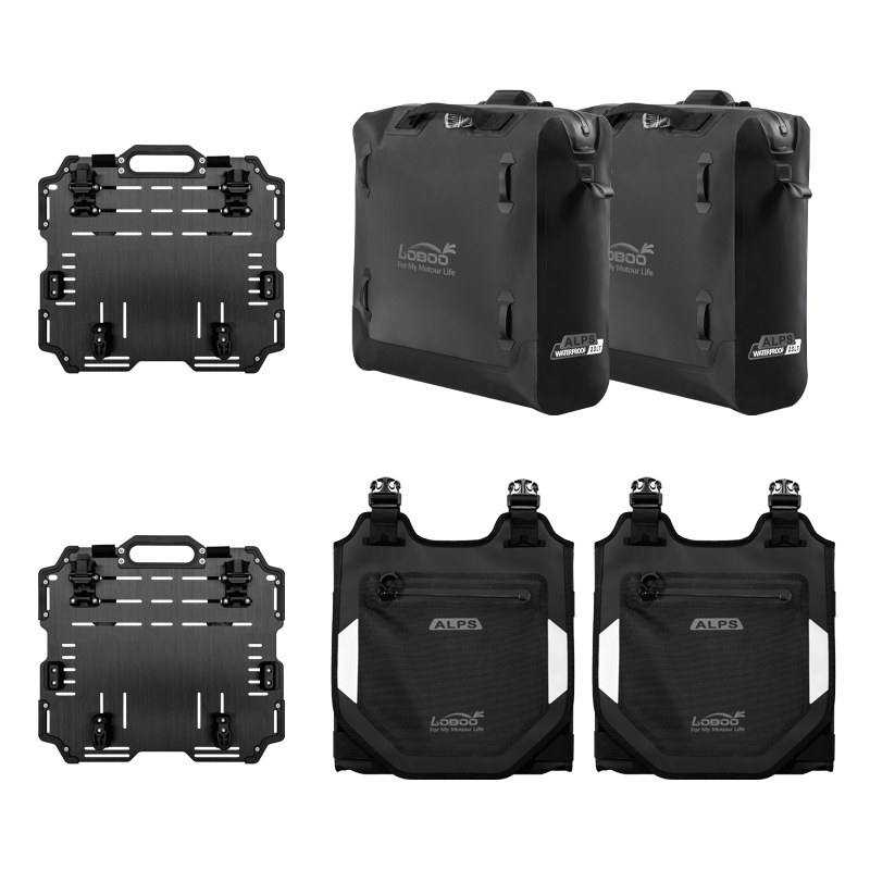 LOBOO Pompowane miękkie torby boczne na gmole, wodoodporne z aluminiowymi płytami montażowymi, seria ALPINE, 1 zestaw - 2 szt 23