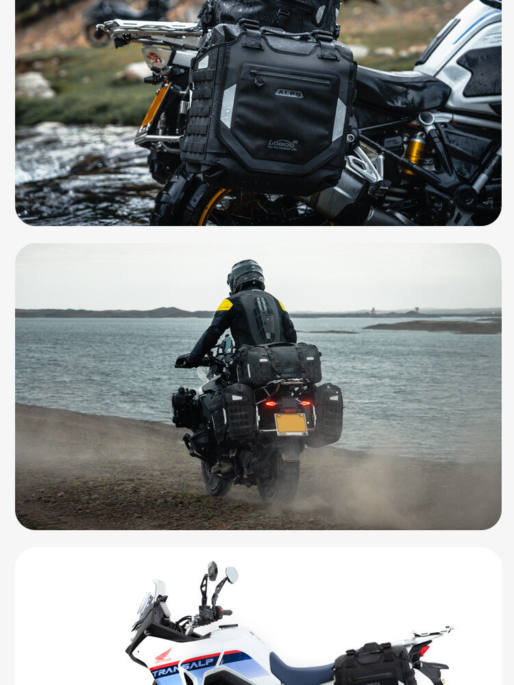 LOBOO Pompowane miękkie torby boczne na gmole, wodoodporne z aluminiowymi płytami montażowymi, seria ALPINE, czarne, 1 zestaw -