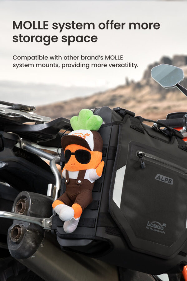 LOBOO Pompowane miękkie torby boczne na gmole, wodoodporne z aluminiowymi płytami montażowymi, seria ALPINE, czarne, 1 zestaw -