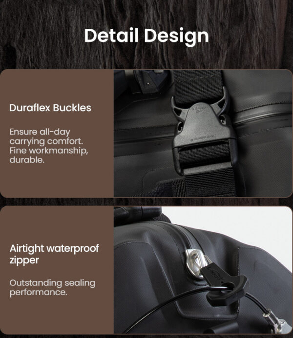 LOBOO Pompowane miękkie torby boczne na gmole, wodoodporne z aluminiowymi płytami montażowymi, seria ALPINE, czarne, 1 zestaw -