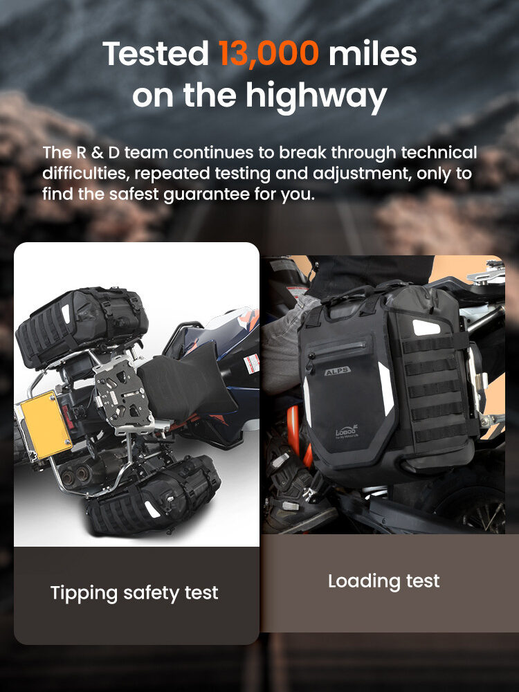 LOBOO Pompowane miękkie torby boczne na gmole, wodoodporne z aluminiowymi płytami montażowymi, seria ALPINE, czarne, 1 zestaw -