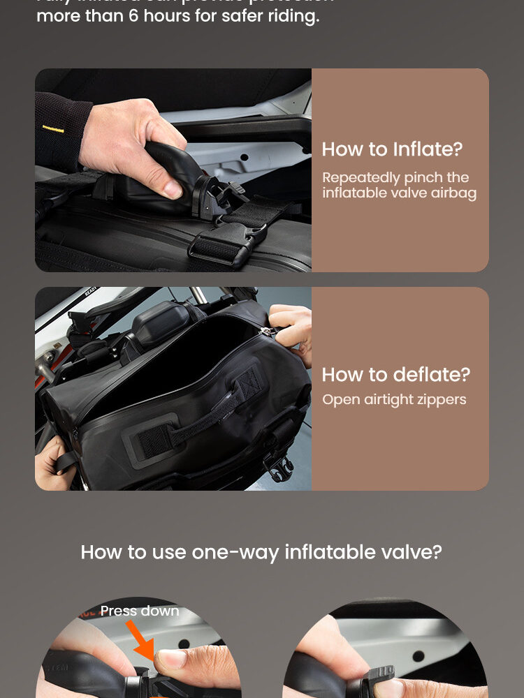 LOBOO Pompowane miękkie torby boczne na gmole, wodoodporne z aluminiowymi płytami montażowymi, seria ALPINE, czarne, 1 zestaw -