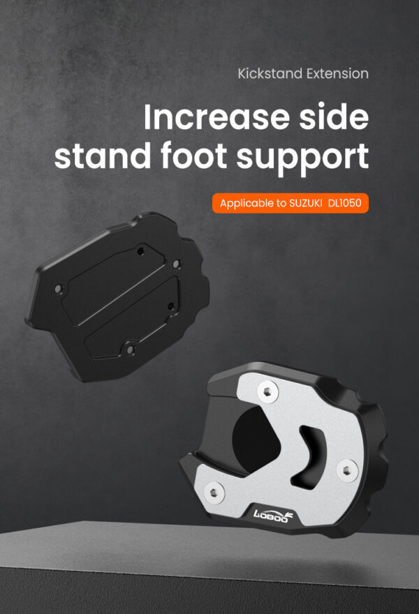 LOBOO Nakładka na stopkę boczną, aluminiowa do SUZUKI V-Strom 1050/XT, V-Strom 1000/XT, SUZUKI GSX-S 1000F, SUZUKI GSX-S 750, SU