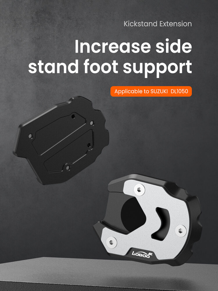 LOBOO Nakładka na stopkę boczną, aluminiowa do SUZUKI V-Strom 1050/XT, V-Strom 1000/XT, SUZUKI GSX-S 1000F, SUZUKI GSX-S 750, SU