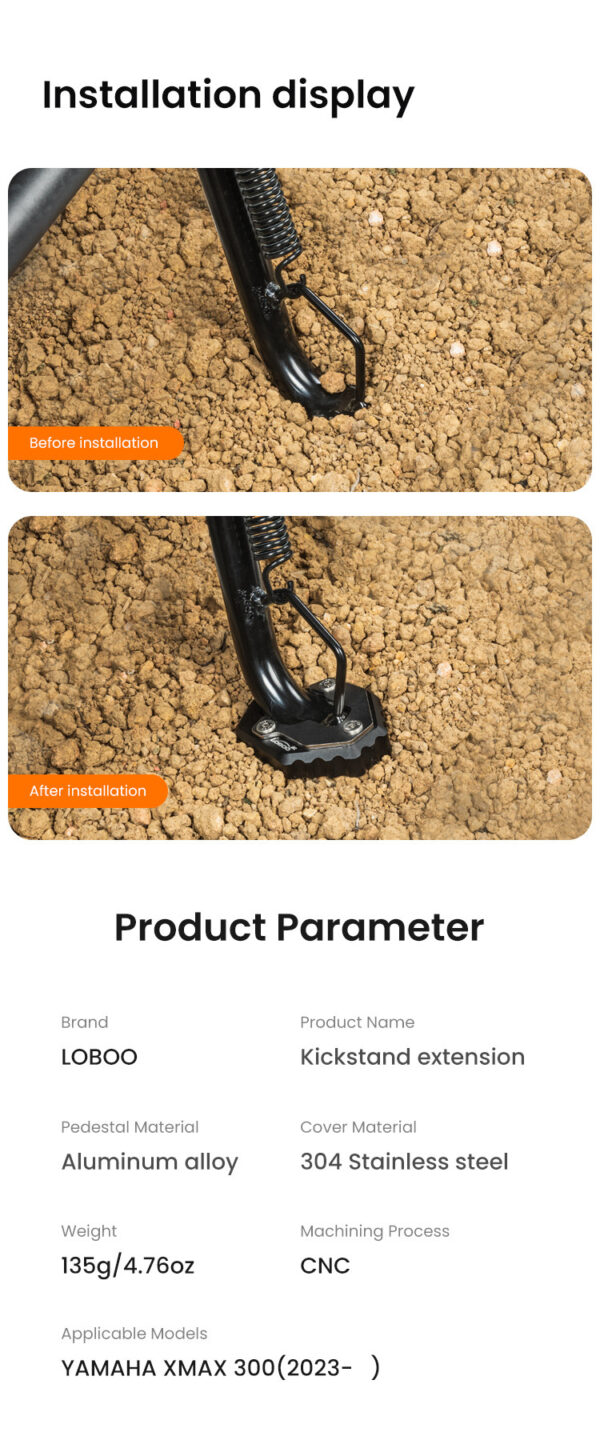 LOBOO Nakładka na stopkę boczną, aluminiowa do YAMAHA XMAX 300 (2023-)