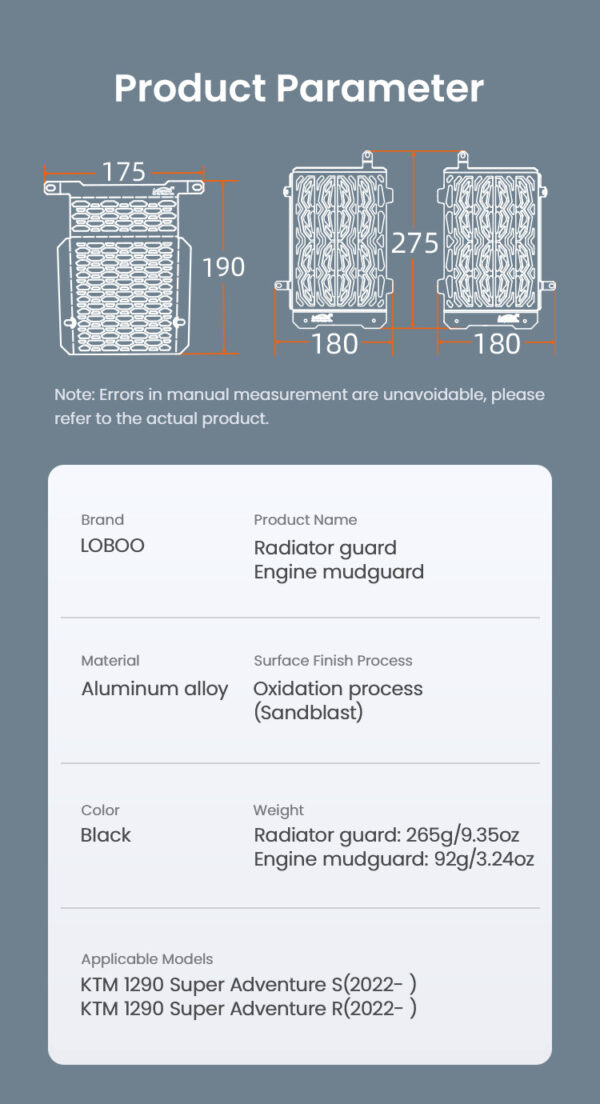 LOBOO Osłona błotna silnika do KTM 1290 Super Adventure S/R (2022-), czarna