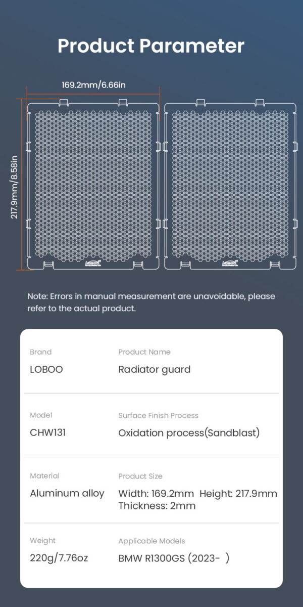 LOBOO Osłona chłodnicy aluminiowa do BMW R1300GS