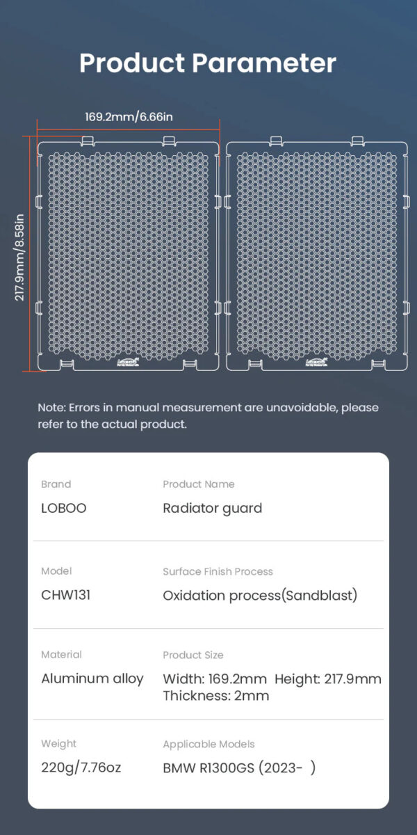 LOBOO Osłona chłodnicy aluminiowa do BMW R1300GS