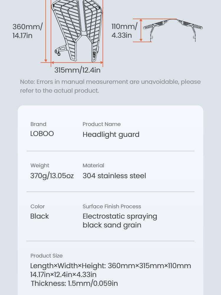 LOBOO Osłona przedniego oświetlenia do KTM 1290 Super Adventure S/R (2022-), stal nierdzewna, czarna