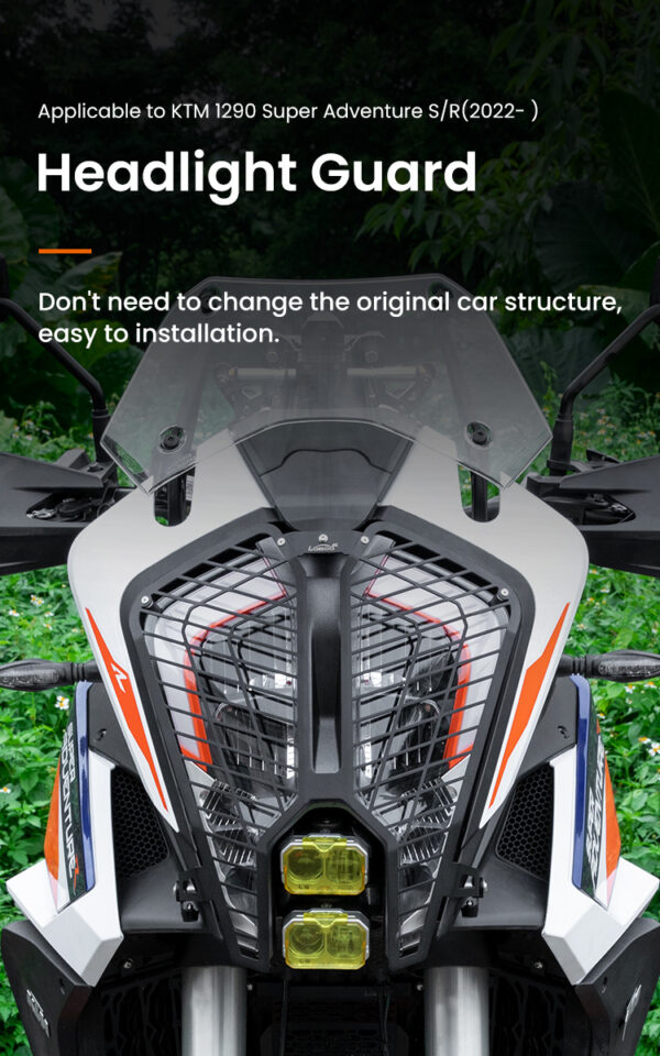 LOBOO Osłona przedniego oświetlenia do KTM 1290 Super Adventure S/R (2022-), stal nierdzewna, czarna