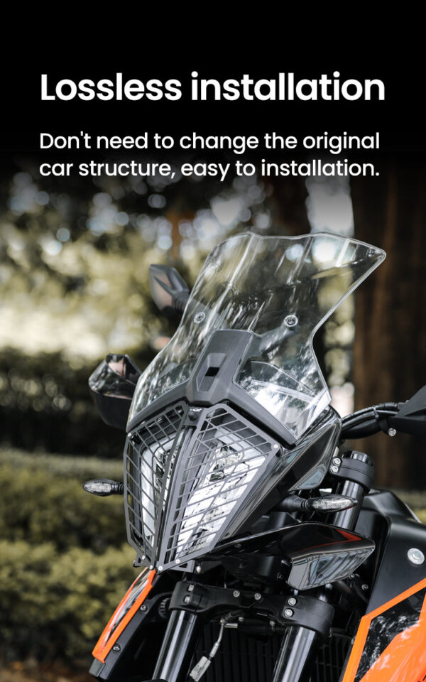 LOBOO Osłona przedniego oświetlenia do KTM 390ADV/790ADV, stal nierdzewna, czarna