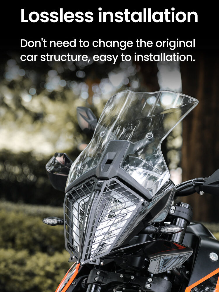 LOBOO Osłona przedniego oświetlenia do KTM 390ADV/790ADV, stal nierdzewna, czarna