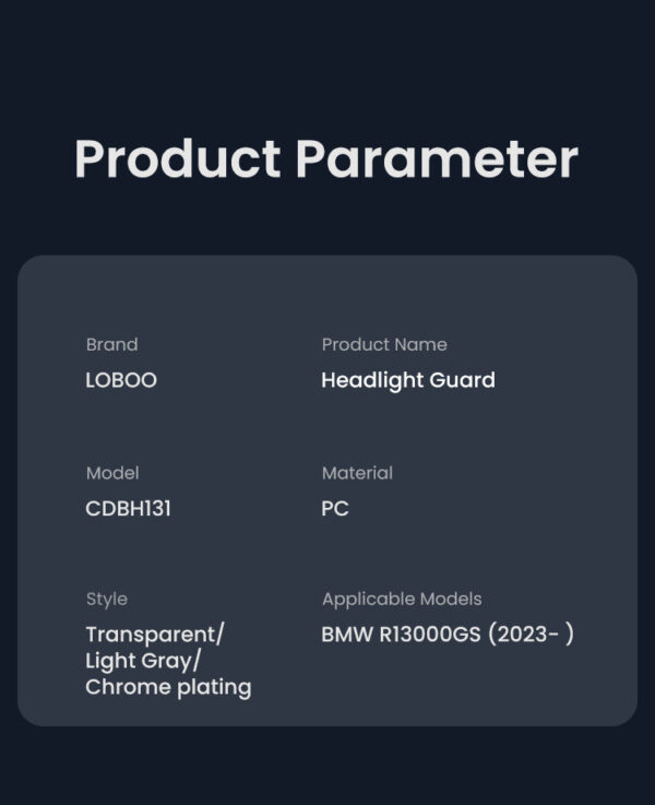 LOBOO Osłona przedniego reflektora do BMW R1300GS (2023-), przyciemniana