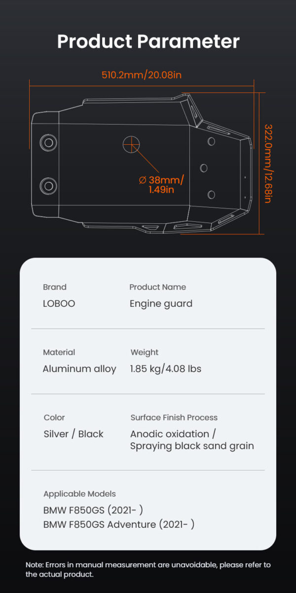 LOBOO Osłona silnika do BMW F850GS (2021-), BMW F850GS Adventure (2021-), All BMW F750GS/850GS/ADV Models