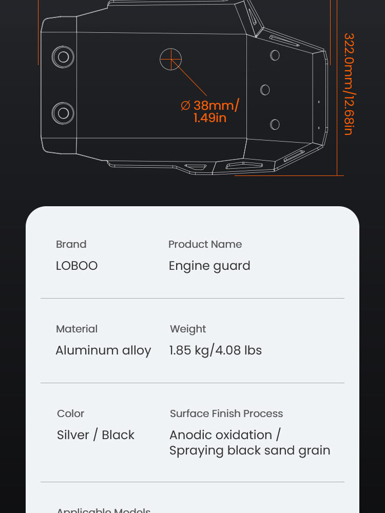 LOBOO Osłona silnika do BMW F850GS (2021-), BMW F850GS Adventure (2021-), BMW F750GS/850GS/ADV czarna