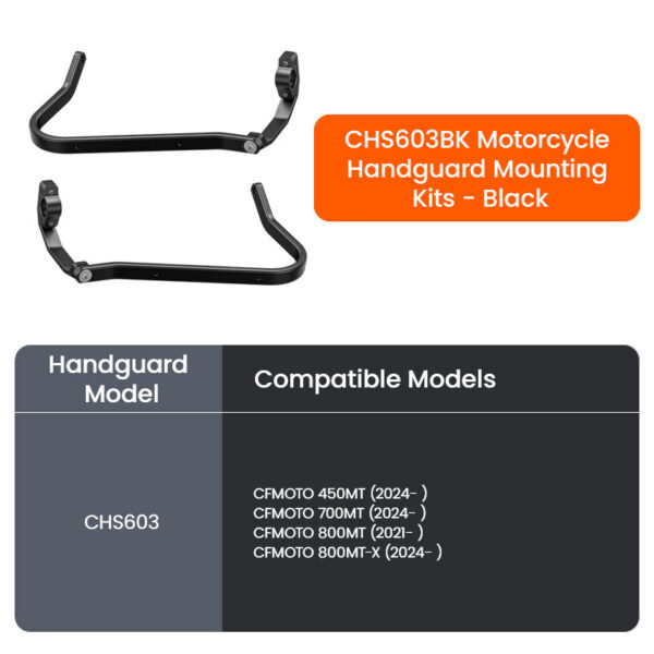 LOBOO Osłony dłoni (mocowania, czarne) CFMOTO 450MT 700MT 800MT 800MT-X