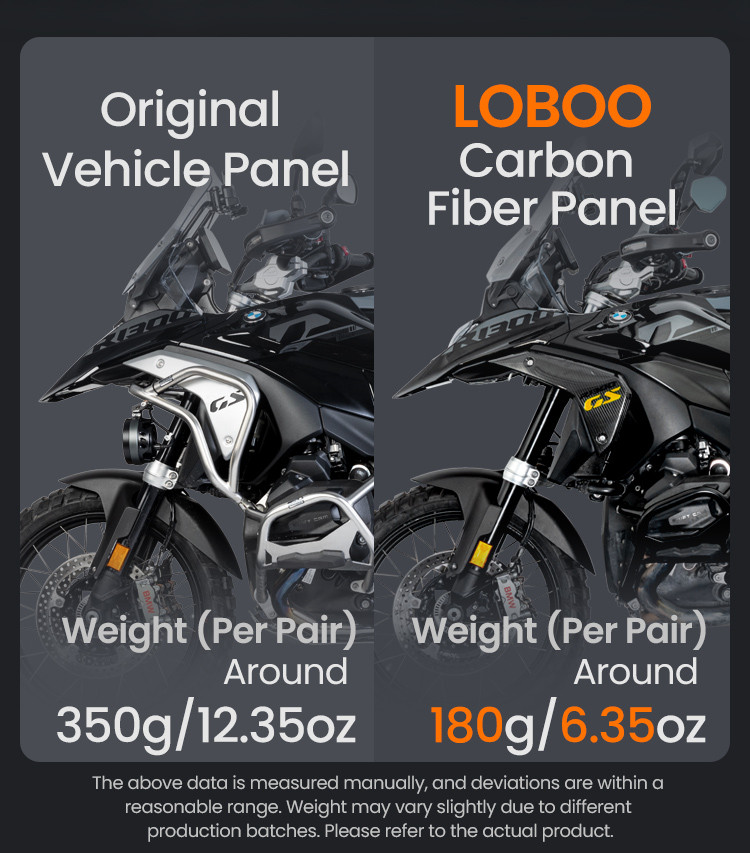 LOBOO Panel chłodnicy z włókna węglowego (czarny połysk) do BMW R1300GS (2023-)