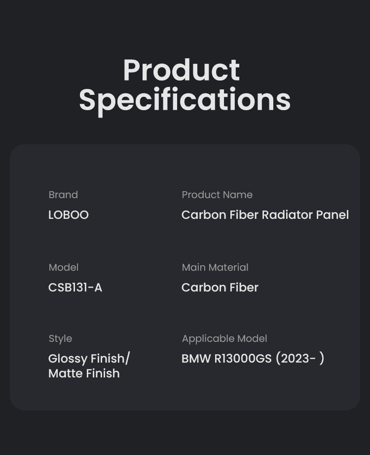 LOBOO Panel chłodnicy z włókna węglowego (czarny połysk) do BMW R1300GS (2023-)