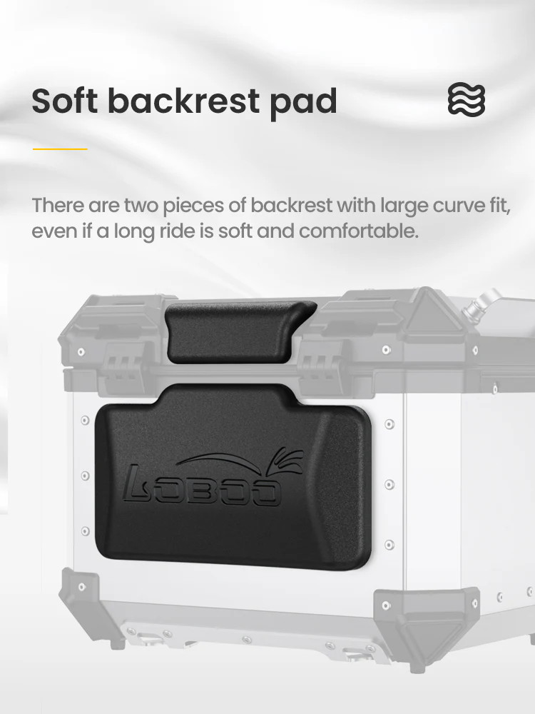 LOBOO PIKE Kufry boczne czarne 45+38L, aluminium, 2 zamki, wodoodporne, wewnętrzna siatka/paski mocujące bagaż, 1 komplet - 2 sz