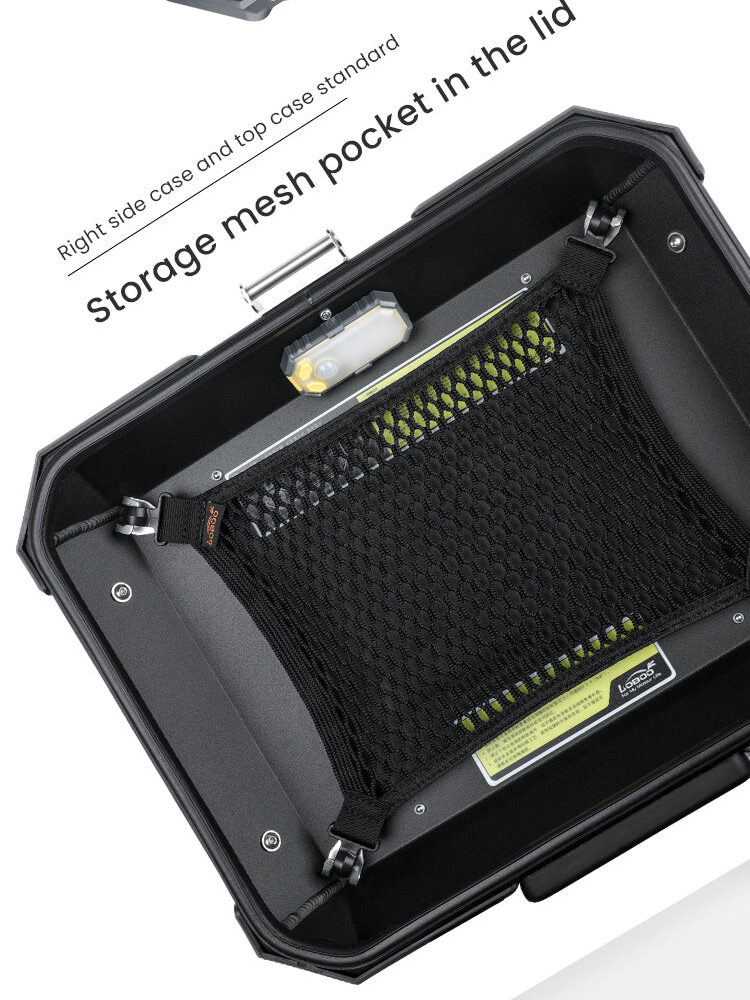 LOBOO PIKE Kufry boczne srebrne 35+30L, aluminium, 2 zamki, wodoodporne, wewnętrzna siatka/paski mocujące bagaż, 1 komplet - 2 s