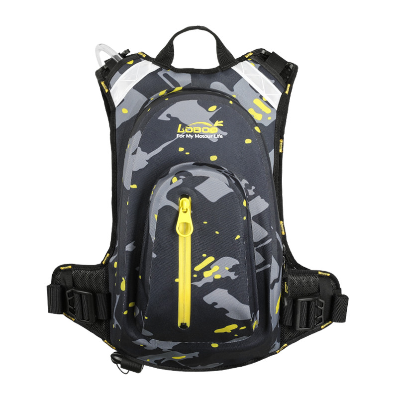 loboo-plecak LOBOO Plecak motocyklowy czarny/szary/fluo 6L, materiał TPU, wodoodporny IPX7, camelbag 1,5L