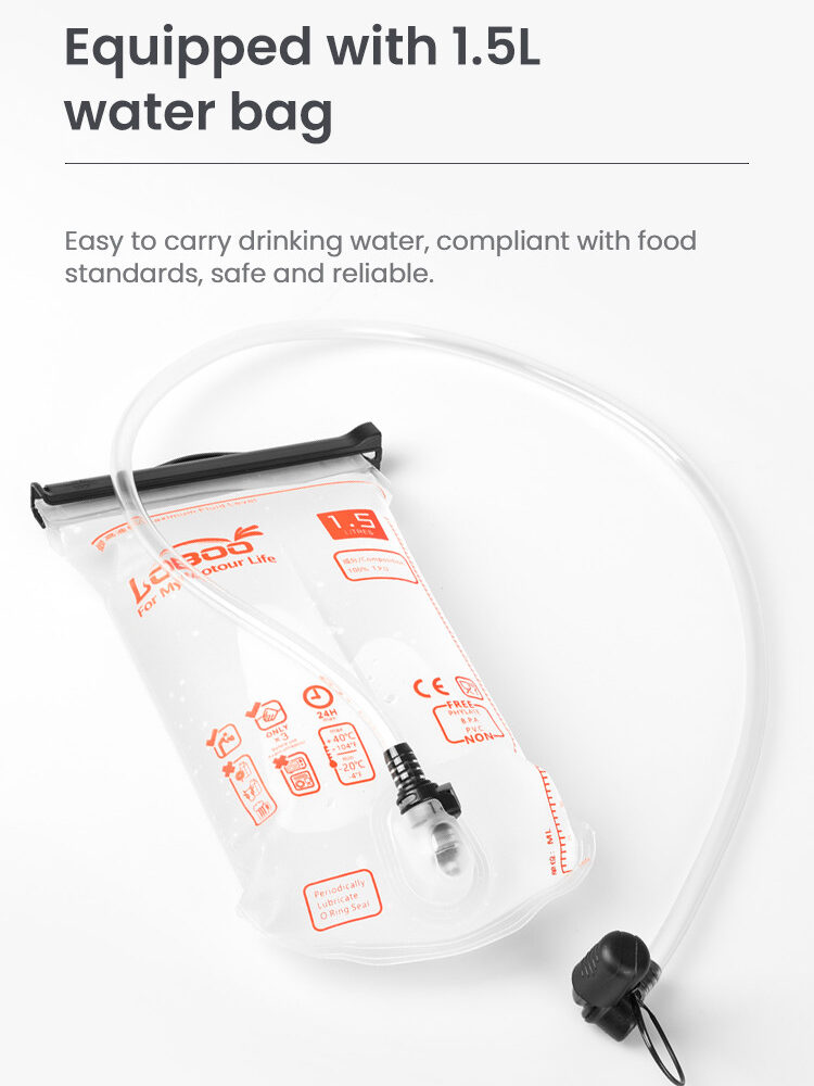 LOBOO Plecak motocyklowy czarny/szary/fluo 6L, materiał TPU, wodoodporny IPX7, camelbag 1,5L