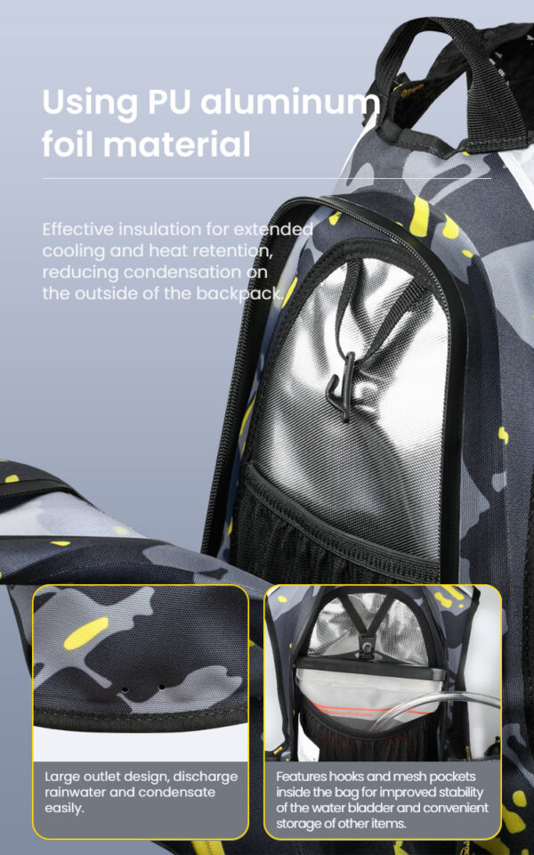 LOBOO Plecak motocyklowy czarny/szary/fluo 6L, materiał TPU, wodoodporny IPX7, camelbag 1,5L