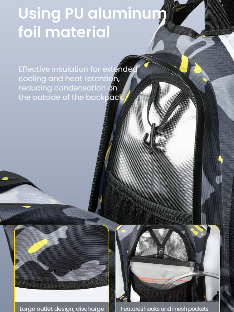 loboo-plecak LOBOO Plecak motocyklowy czarny/szary/fluo 6L, materiał TPU, wodoodporny IPX7, camelbag 1,5L
