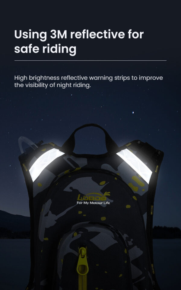 LOBOO Plecak motocyklowy czarny/szary/fluo 6L, materiał TPU, wodoodporny IPX7, camelbag 1,5L