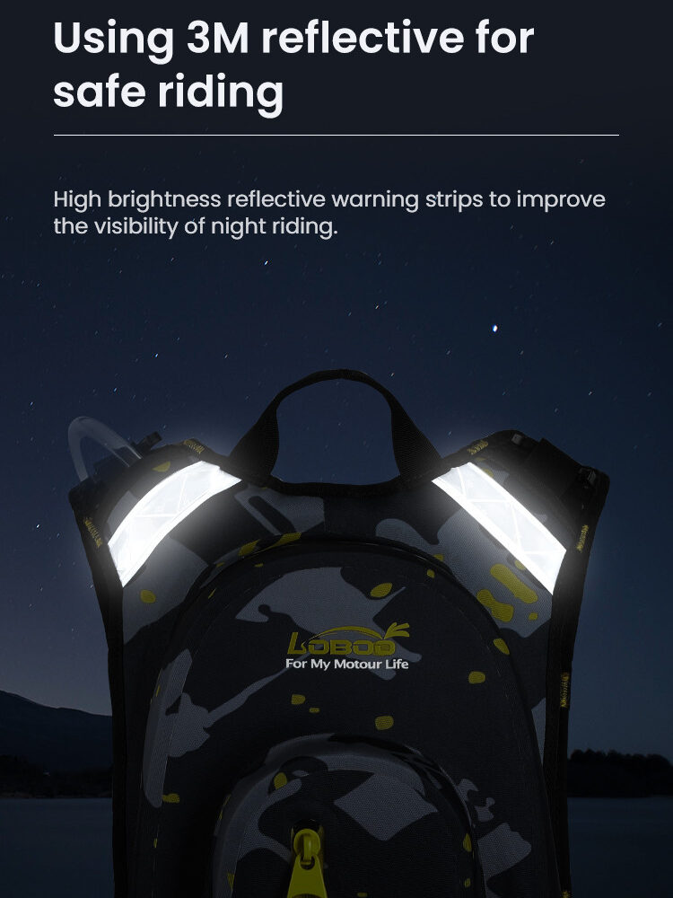 LOBOO Plecak motocyklowy czarny/szary/fluo 6L, materiał TPU, wodoodporny IPX7, camelbag 1,5L